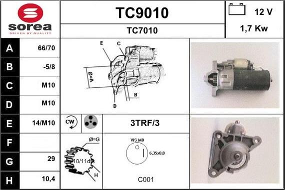 SNRA TC9010 - Démarreur droxauto.com