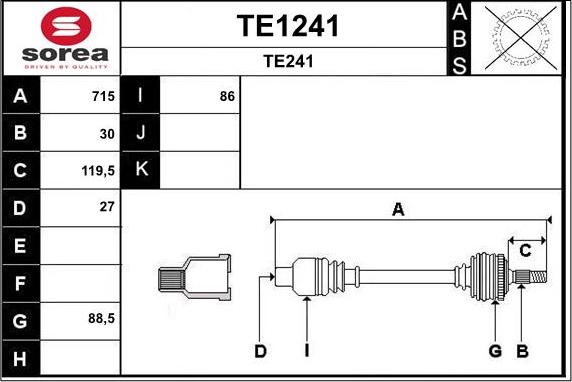 SNRA TE1241 - Arbre de transmission droxauto.com