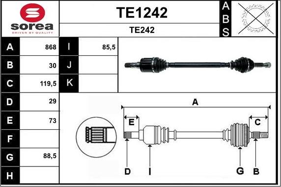 SNRA TE1242 - Arbre de transmission droxauto.com