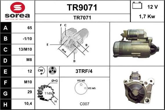 SNRA TR9071 - Démarreur droxauto.com