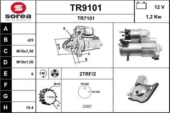 SNRA TR9101 - Démarreur droxauto.com
