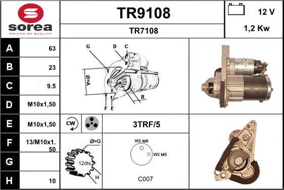SNRA TR9108 - Démarreur droxauto.com