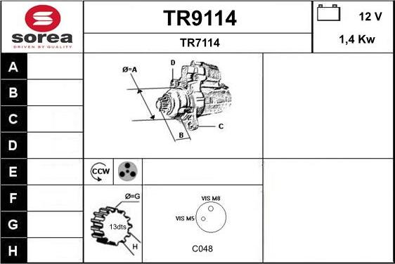 SNRA TR9114 - Démarreur droxauto.com