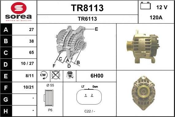 SNRA TR8113 - Alternateur droxauto.com