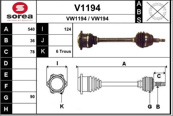 SNRA V1194 - Arbre de transmission droxauto.com
