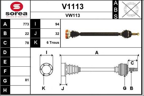 SNRA V1113 - Arbre de transmission droxauto.com