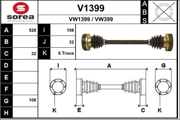SNRA V1399 - Arbre de transmission droxauto.com