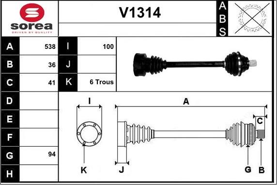 SNRA V1314 - Arbre de transmission droxauto.com