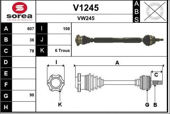 SNRA V1245 - Arbre de transmission droxauto.com