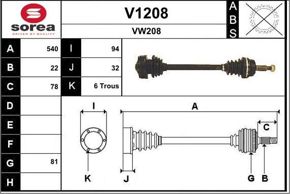 SNRA V1208 - Arbre de transmission droxauto.com