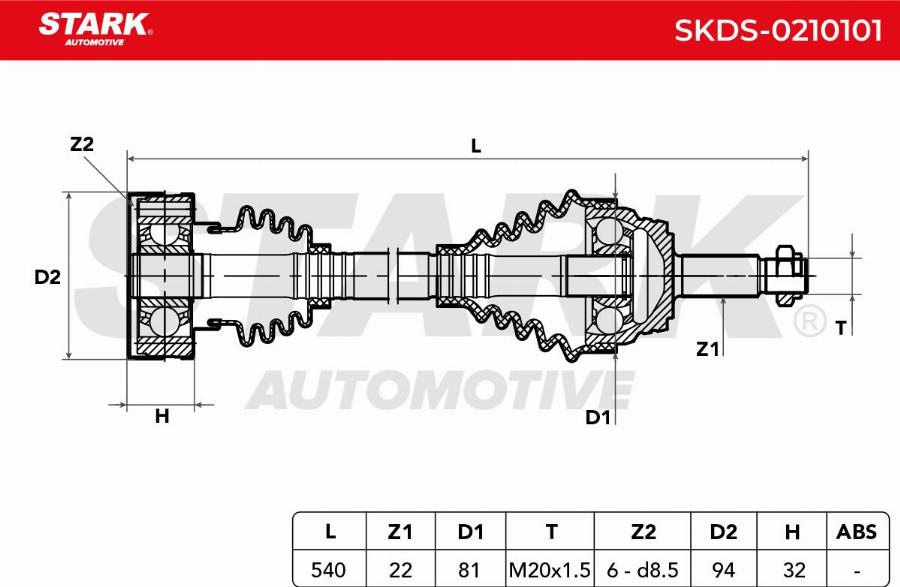 Stark SKDS-0210101 - Arbre de transmission droxauto.com