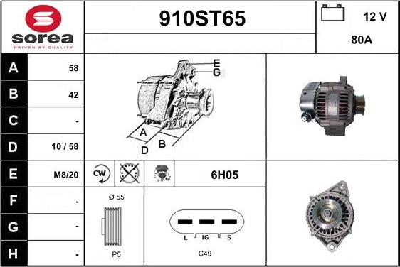 STARTCAR 910ST65 - Alternateur droxauto.com