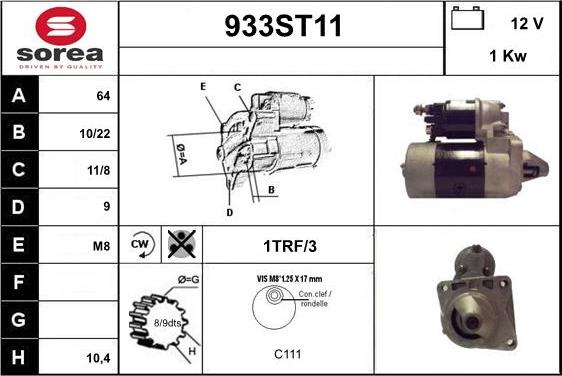 STARTCAR 933ST11 - Démarreur droxauto.com