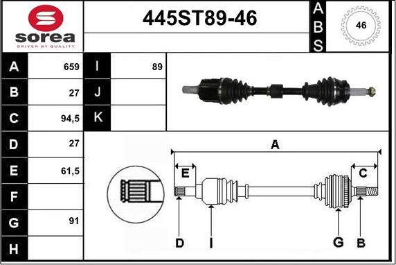 STARTCAR 445ST89-46 - Arbre de transmission droxauto.com