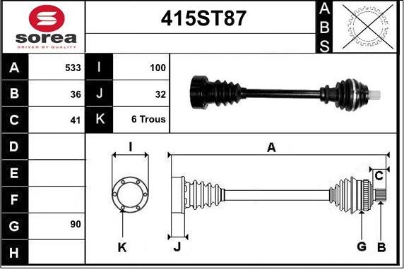 STARTCAR 415ST87 - Arbre de transmission droxauto.com