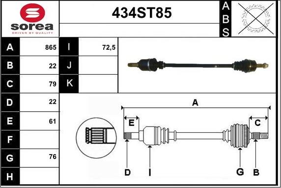 STARTCAR 434ST85 - Arbre de transmission droxauto.com