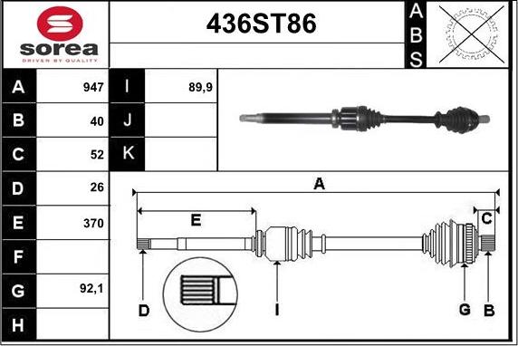 STARTCAR 436ST86 - Arbre de transmission droxauto.com