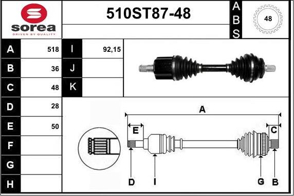 STARTCAR 510ST87-48 - Arbre de transmission droxauto.com