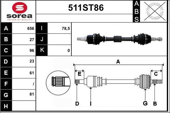 STARTCAR 511ST86 - Arbre de transmission droxauto.com