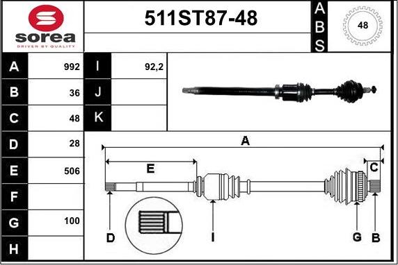 STARTCAR 511ST87-48 - Arbre de transmission droxauto.com