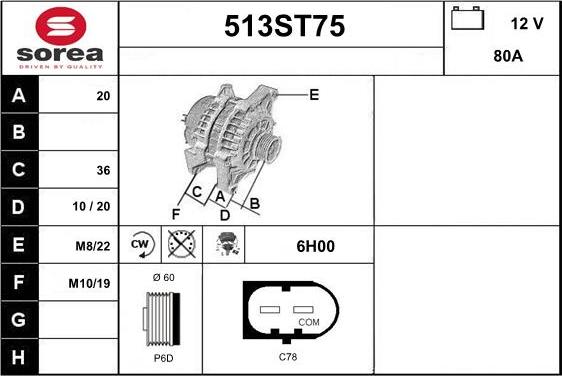 STARTCAR 513ST75 - Alternateur droxauto.com