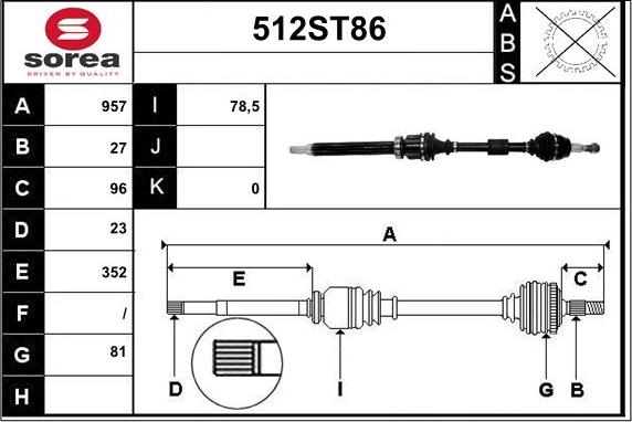 STARTCAR 512ST86 - Arbre de transmission droxauto.com