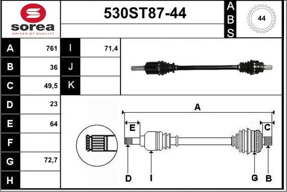STARTCAR 530ST87-44 - Arbre de transmission droxauto.com