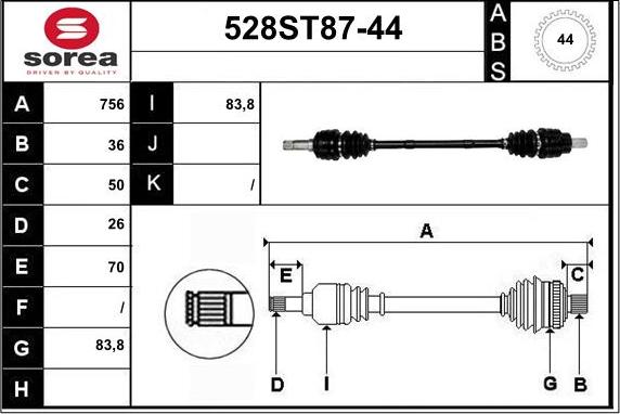 STARTCAR 528ST87-44 - Arbre de transmission droxauto.com