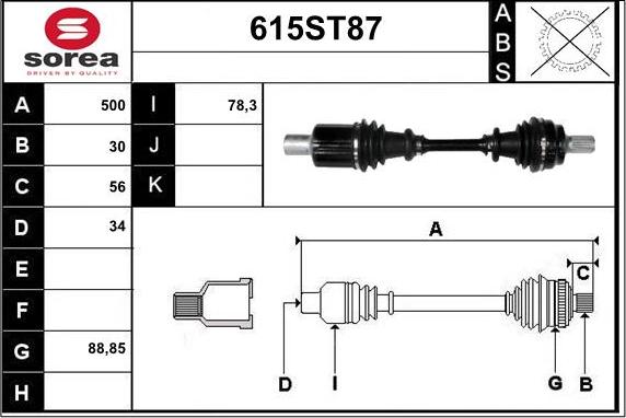 STARTCAR 615ST87 - Arbre de transmission droxauto.com