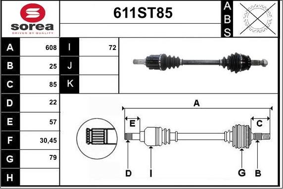STARTCAR 611ST85 - Arbre de transmission droxauto.com