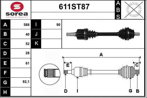 STARTCAR 611ST87 - Arbre de transmission droxauto.com