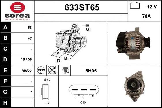 STARTCAR 633ST65 - Alternateur droxauto.com