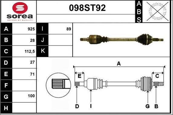 STARTCAR 098ST92 - Arbre de transmission droxauto.com