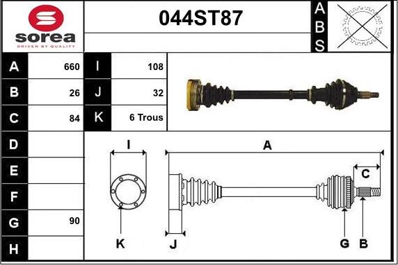 STARTCAR 044ST87 - Arbre de transmission droxauto.com