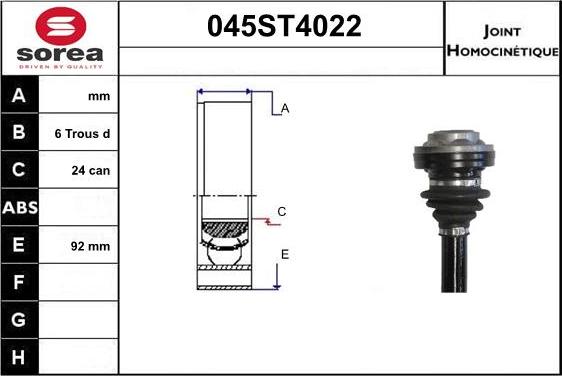 STARTCAR 045ST4022 - Jeu de joints, arbre de transmission droxauto.com