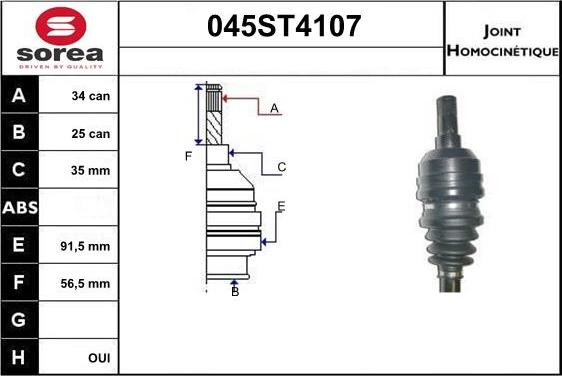 STARTCAR 045ST4107 - Jeu de joints, arbre de transmission droxauto.com