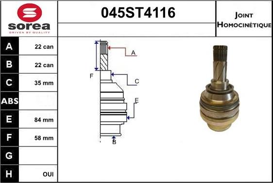 STARTCAR 045ST4116 - Jeu de joints, arbre de transmission droxauto.com