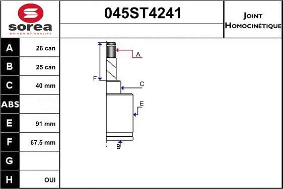 STARTCAR 045ST4241 - Jeu de joints, arbre de transmission droxauto.com