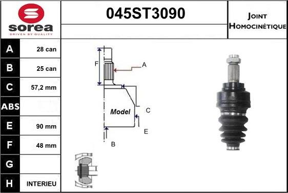 STARTCAR 045ST3090 - Jeu de joints, arbre de transmission droxauto.com