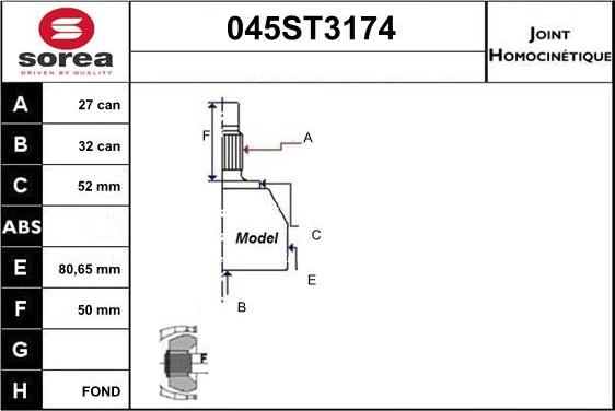 STARTCAR 045ST3174 - Jeu de joints, arbre de transmission droxauto.com