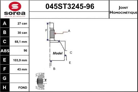 STARTCAR 045ST3245-96 - Jeu de joints, arbre de transmission droxauto.com