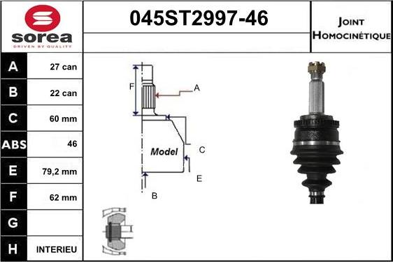 STARTCAR 045ST2997-46 - Jeu de joints, arbre de transmission droxauto.com