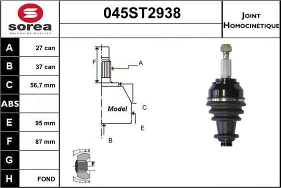 STARTCAR 045ST2938 - Jeu de joints, arbre de transmission droxauto.com