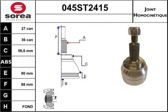 STARTCAR 045ST2415 - Jeu de joints, arbre de transmission droxauto.com