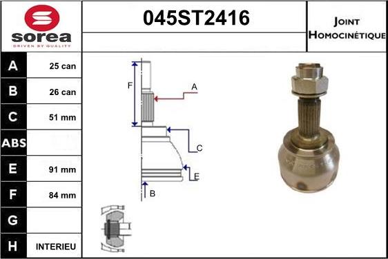 STARTCAR 045ST2416 - Jeu de joints, arbre de transmission droxauto.com