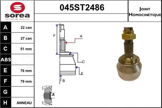 STARTCAR 045ST2486 - Jeu de joints, arbre de transmission droxauto.com