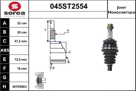 STARTCAR 045ST2554 - Jeu de joints, arbre de transmission droxauto.com