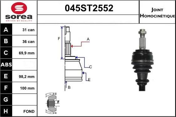 STARTCAR 045ST2552 - Jeu de joints, arbre de transmission droxauto.com