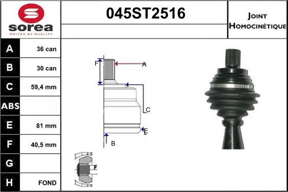 STARTCAR 045ST2516 - Jeu de joints, arbre de transmission droxauto.com