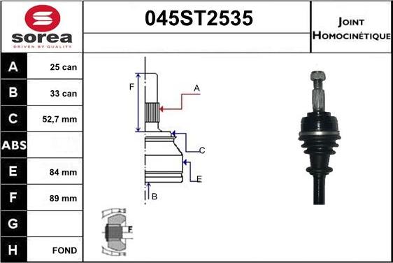 STARTCAR 045ST2535 - Jeu de joints, arbre de transmission droxauto.com